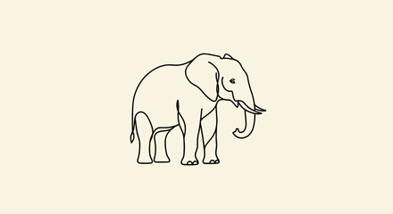 Obraz premium Simple Line Drawing of an African Elephant Standing Still.