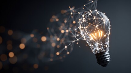 Glowing light bulb network concept bright idea