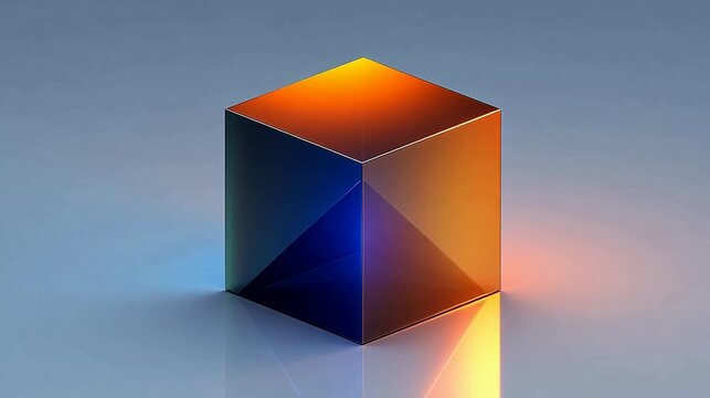Colorful reflective cube on surface