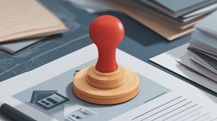 Official stamp on documents for approval