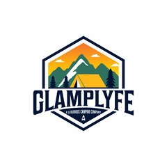 Obraz premium Glamplyfe Logo with Mountain Landscape Design.