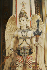 Contemporary stucco art decorative elements in the ordination hall of Wat Pariwat Ratchasongkhram incorporate concepts related to Buddhist beliefs, philosophy, and the past lives of the Buddha.Bangkok