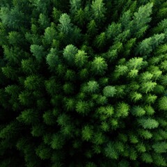 bird eye view of dense green forest, carbon neutrality and net zero emissions concept
