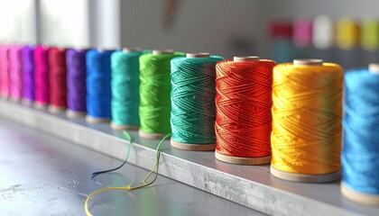 Garnrollen in Regenbogenfarben