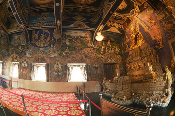 Phra Phutha Sukhothai is Buddha image, the principal Buddha statue in the Ordination hall of Wat Pariwat Ratchasongkhram at Bangkok capital city in Thailand.