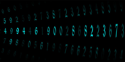 A modern design for digital wallpaper design. Concept business background. Abstract technical background of neon numbers on black.