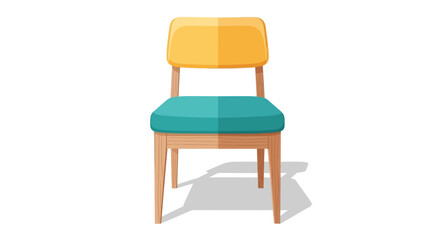 Fototapeta premium Modern Upholstered Wooden Chair with Cushion Seat Vector Illustration for Home Furniture, Interior Design Layout, and Seating Decor Concepts 