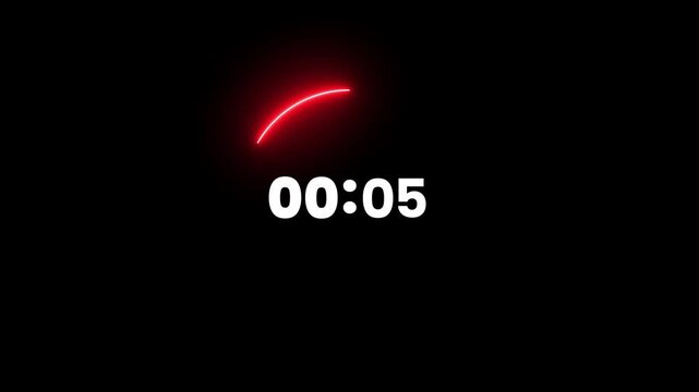 0 to 30 seconds modern digital countdown animation isolated on black background