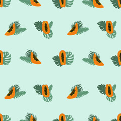 Obraz premium Papaya Seamless Pattern Tropical Background