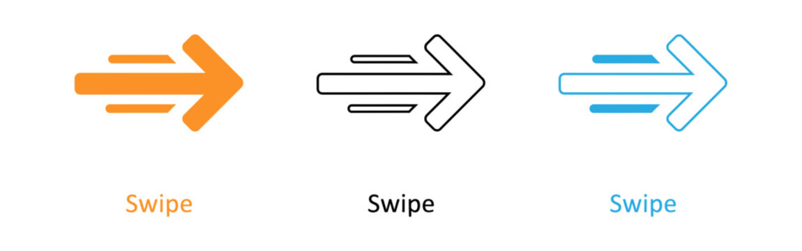 Variations of swipe right arrow icons