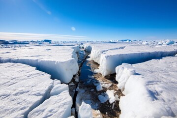 Obraz premium Polar Landscape Illustrating Ice Collapse in Glacial Environment