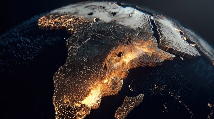 Glowing earth at night digital abstract