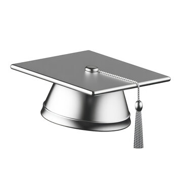 Metallic graduation cap with tassel isolated on a transparent background