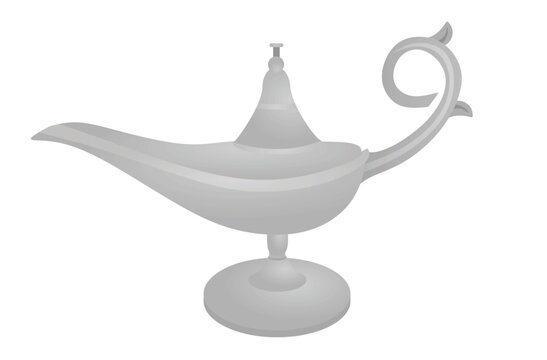 Grey old retro magic lamp. vector