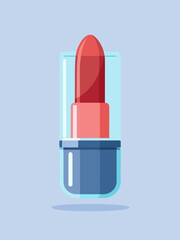 Vibrant red lipstick in modern blue and clear case
