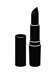 Obraz premium Black lipstick in open and closed tubes for makeup and beauty