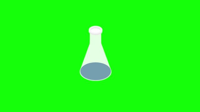 Laboratory equipment icon pack featuring isometric 3D flasks, test tubes, and medical diagnostic symbols.