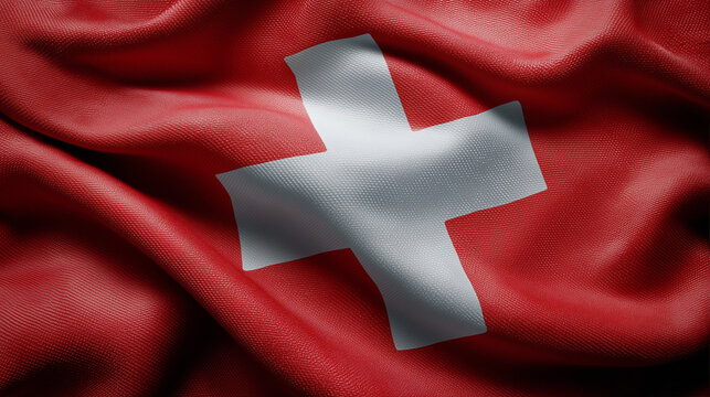 swiss flag waving in the wind. flag of switzerland