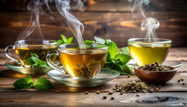 Digestive herbal teas with fennel, boldo, and mint.