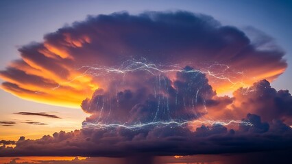 Dramatic Sunset Clouds Over Landscape.