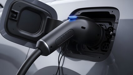 Electric Car Charging Station Closeup.