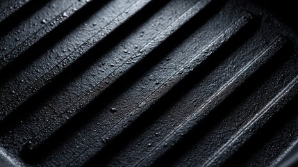 cast iron grill pan surface texture close-up, dark cookware background pattern