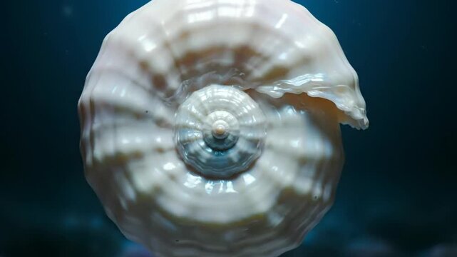 Stunning large white seashell with spiral design underwater