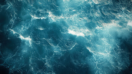 Fototapeta premium blue ocean sea waves water background, splash, foam