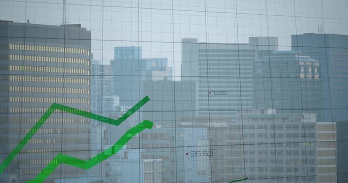 Single green line appearing left tracing upward lines drawing labels popping showing trade trends