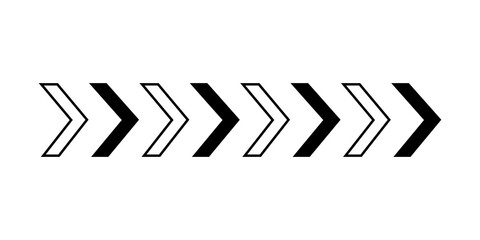 Black chevron arrow set direction icons