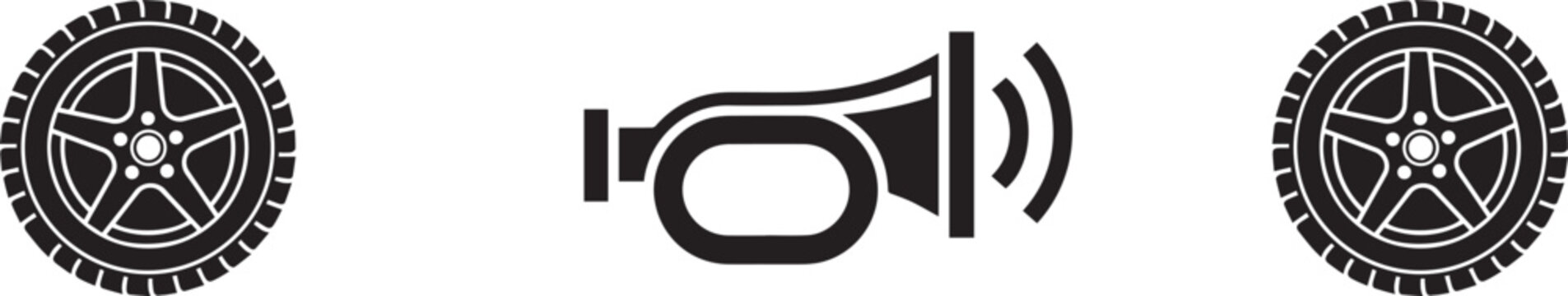 Car Horn and Tire Icons