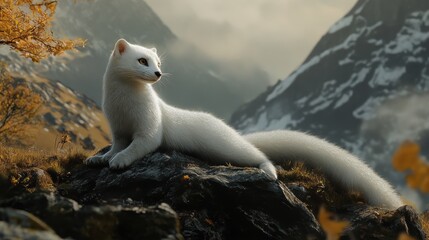 Obraz premium Arctic Fox Portrait: Majestic Wildlife in Snowy Landscape, Sharp Focus, Stunning Detail, Natural Habitat, Winter Animal Photography