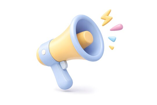 3D claymorphism megaphone marketing icon