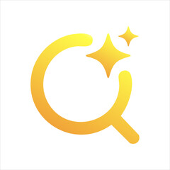AI search and research gold gradient color simple icon. Generate symbol. Artificial intelligence technology and Machine learning concept. Icon element for application and web. Vector