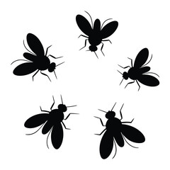 Group of flies together Vector, Silhouette, Illustration