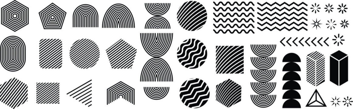 Collection of various geometric shapes featuring abstract patterns and textures