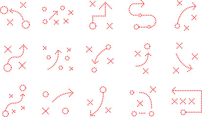 Sports Strategy Play Icons Set with Arrows