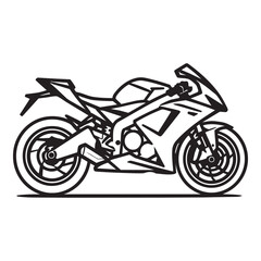 Obraz premium Sportbike Vector Illustration in Black and White Line Art