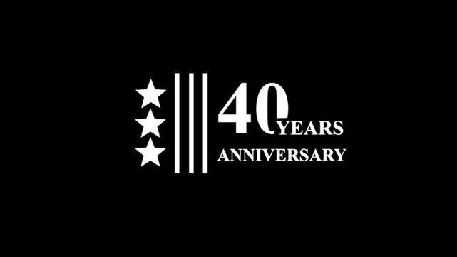 40 years anniversary motion graphic 4K footage with star. Animated 40 years Birthday Wishes on black Background.