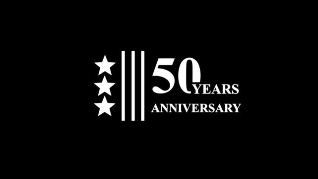 50 years anniversary motion graphic , 4K video with two star, 4K motion animation,18 Years Anniversary Celebration Badge Design Star Symbol Black Typography Logo 