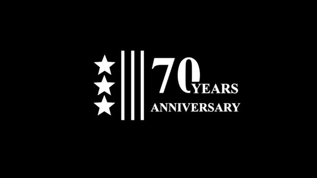 70 years anniversary motion graphic with star.4K motion animation. Wishes Background with alpha channel 70 years, anniversary, background compilation, congratulating with star sparkle special star. 