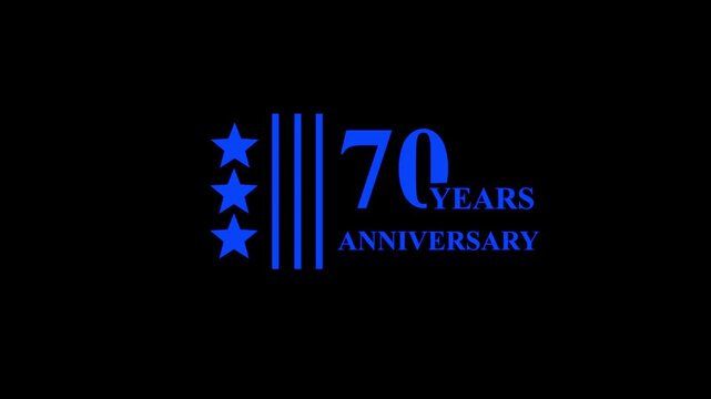 70 years anniversary motion graphic with star.4K motion animation. Wishes Background with alpha channel 70 years, anniversary, background compilation, congratulating with star sparkle special star. 