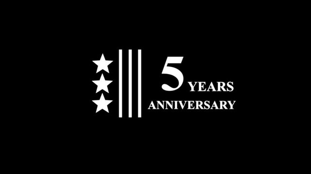 5th Anniversary Celebration. Golden 5 Year Anniversary Animation, 5 years anniversary emblem. Anniversary icon or label. front of dazzling fireworks 5 years celebration and congratulation design,