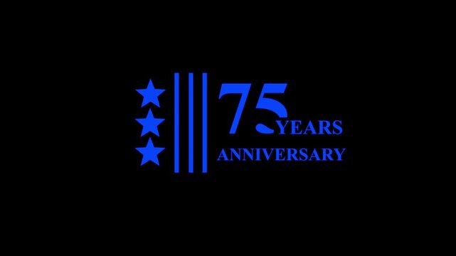 75 years anniversary concept, birthday, celebration, floating golden balloons and star. Memories 75 Years of Joy and Love 4k video  