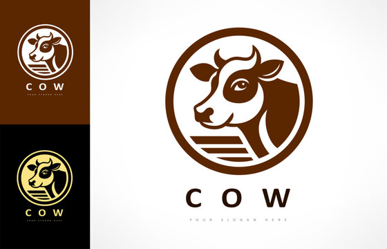 Cow head logo vector. Animal design