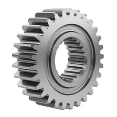 Metal gear with internal splines isolated on a transparent background