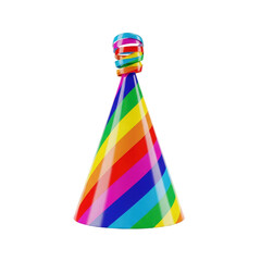 Rainbow party hat with coiled isolated on a transparent background