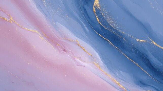 Pink blue marble liquid texture with gold accents luxury abstract background