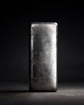 Vintage cast silver bar with engraved markings studio product shot