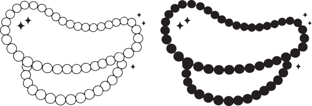 Two distinct beaded necklaces showcasing different bead shapes and colors isolated on white background, illustration